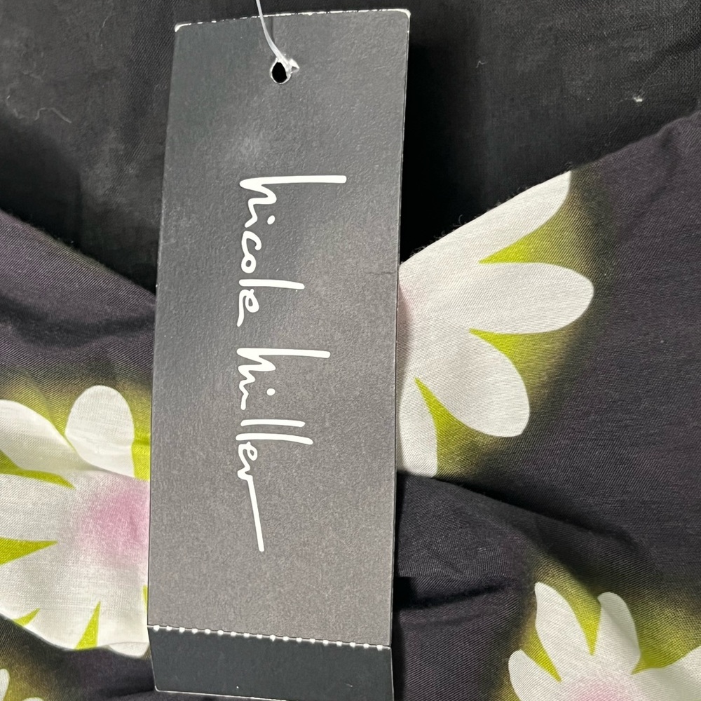 Nicole Miller NWT Hazy Daisy Cotton Sweetheart Crop Top Puff Sleeve Women’s Sz P - Picture 8 of 12